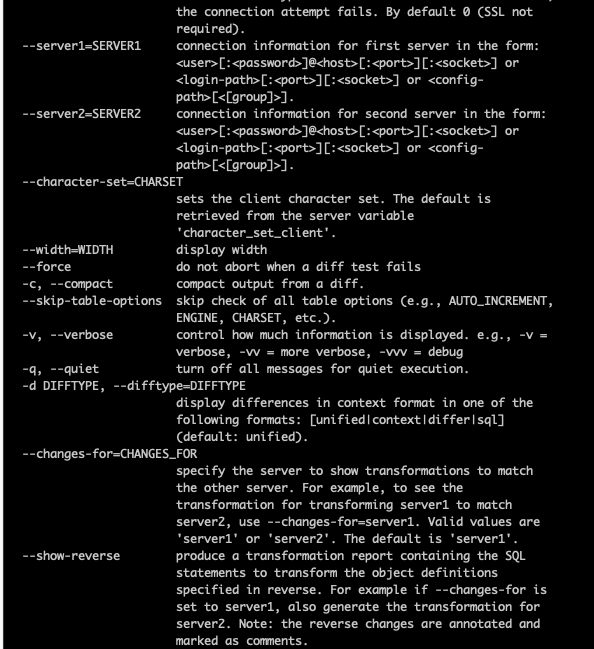 MySQL手记12 — 表结构对比工具mysqldiff